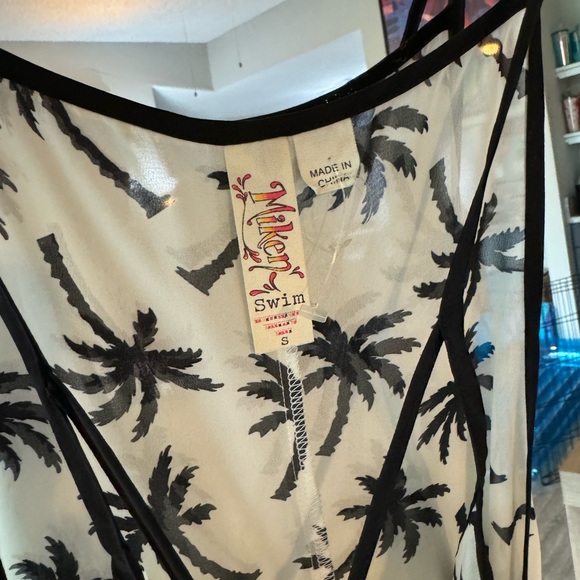 Miken Swim Palm Tree Sundress Cover-Up - Size Small, New with Slits - Picture 3 of 5